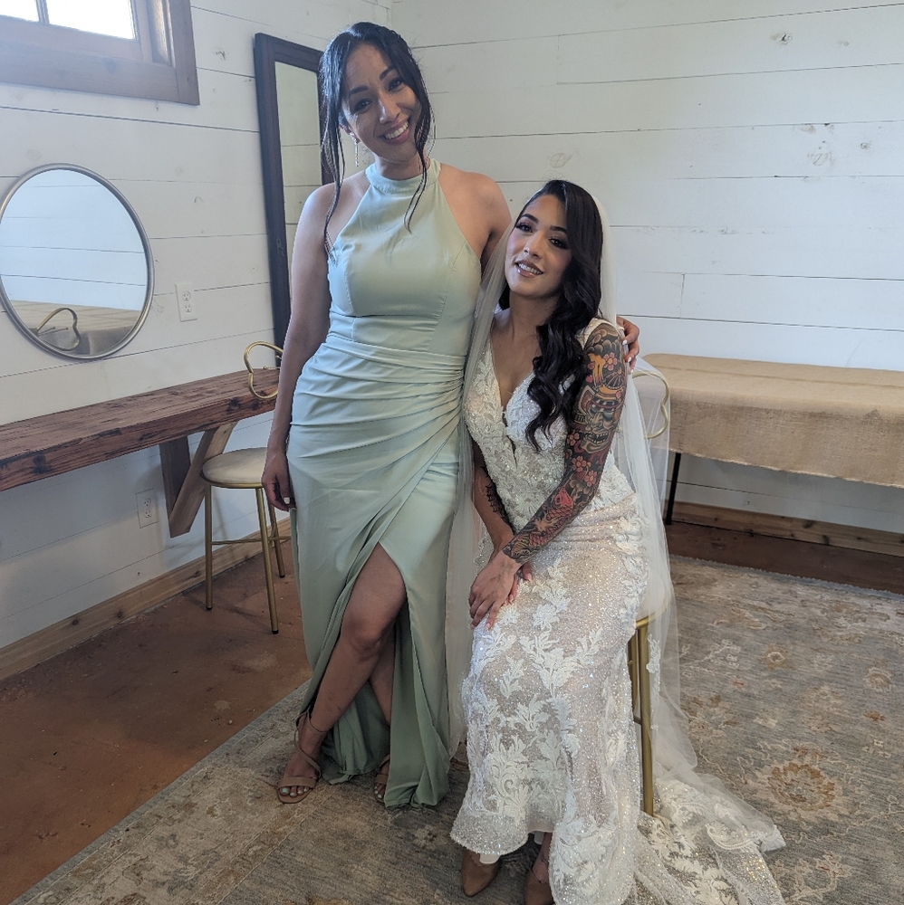 Azazie Sage green Bridesmaid dress